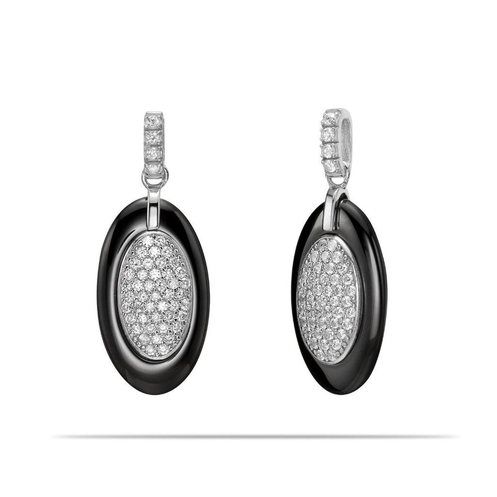 Dangle Drop Sterling Silver and Ceramic Earrings